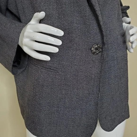 Briggs Women Gray & Black One Button Long Sleeve Blazer SZ 3X - Picture 6 of 8